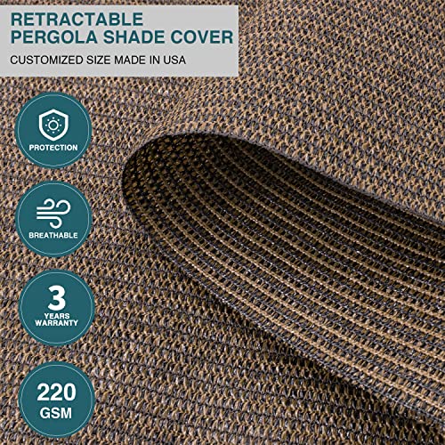 Ecoopts 3'X12' Retractable Wave Sun Shade Canopy Pergola Cover Shade Sail Awning For Patio Porch Garden Yard Deck Outdoor (Brown) #TOP6