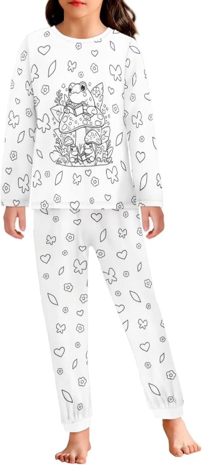 Kids DIY Hand Painted Colorable Tops and Pants Set Boys Girls Cartoon Colouring T-Shirts and Pants 2 Piece Sets
