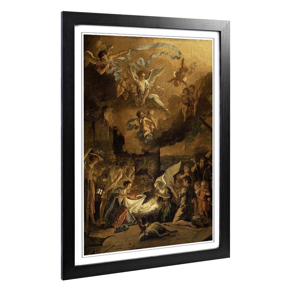 Big Box Art Framed Print of Abraham Hondius The Adoration of The Shepherds Design | Wall Art Picture| Home Decor for Kitchen, Living Room, Bedroom, Hallway, Black, A2 / 24.5x18 Inch / 62x45cm
