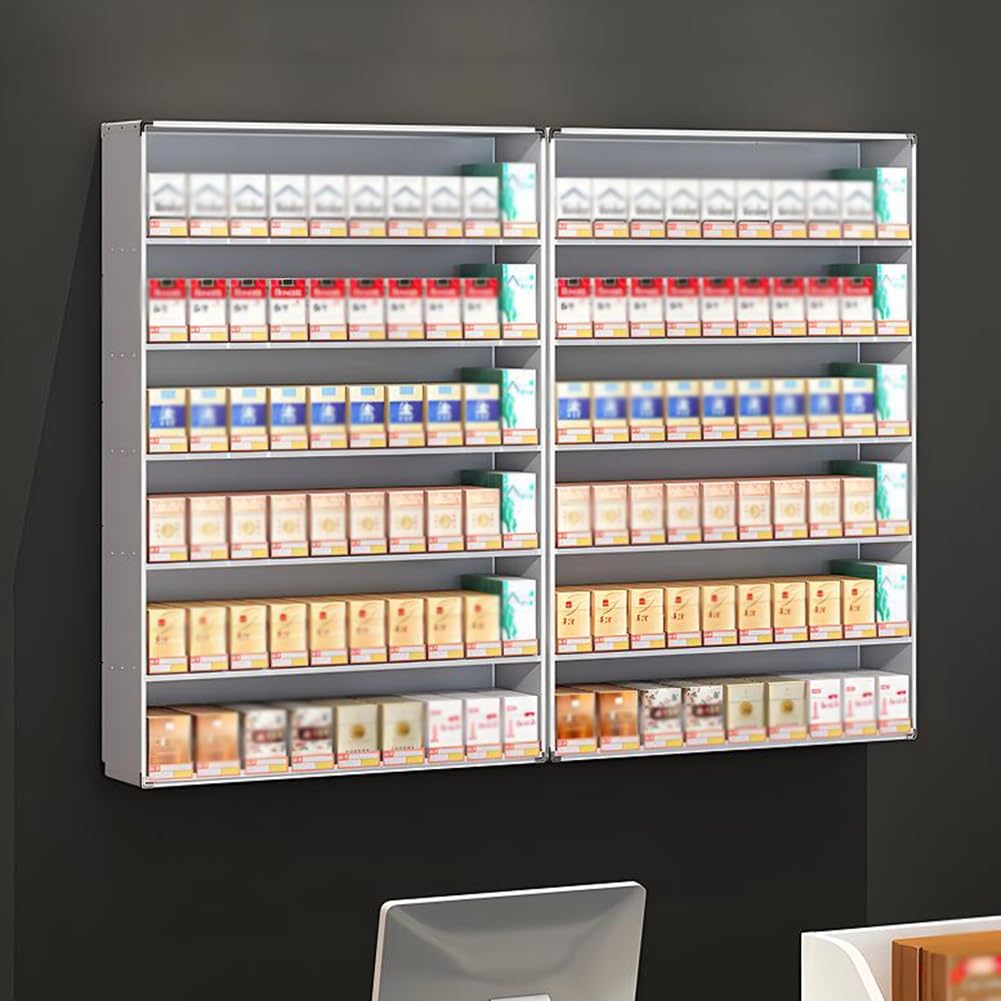 Genérico Vitrina expositora de Cigarrillos de Pared con empujador automático: Ideal para Tiendas de conveniencia y comercios minoristas. Fácil Acceso y organización. Diseño Duradero para una Mayor Vi