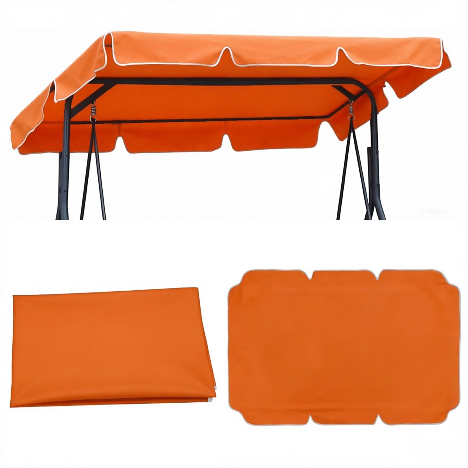 Aenmezen 2-3 Seat Swing Canopy Replacement Top Cover, Thicken Waterproof Oxford Fabric, Garden Hammock Chair UV Resistant Top Cover, 55.9/64.5/74.8/76.7/82.7in(Orange,64.5x44.9in)