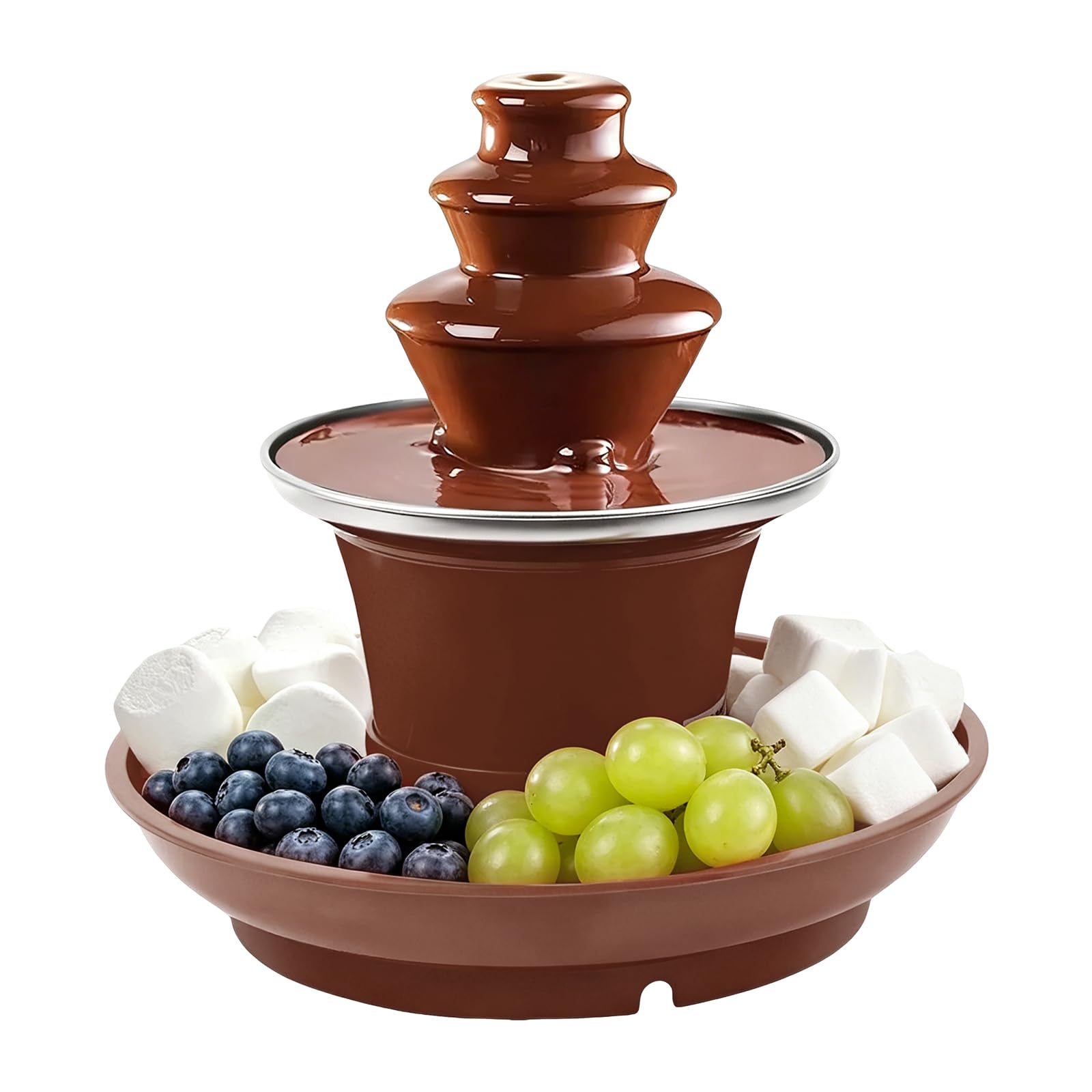 Fontana di cioccolato elettrica a 3 livelli, 35 W, per feste (marrone) | Fontana di cioccolato in acciaio inox 304, per 3-5 persone, per feste di famiglia e dessert