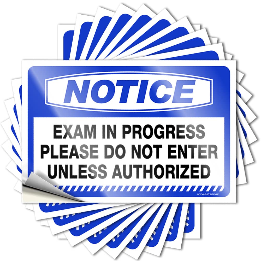 Hardhat Stickers and Decals Notice Exam in Progress Please Do Not Enter Unless Authorized Stickers 10 Pcs Stickers for Car Bar Accessories for Man Cave(12X18CM)