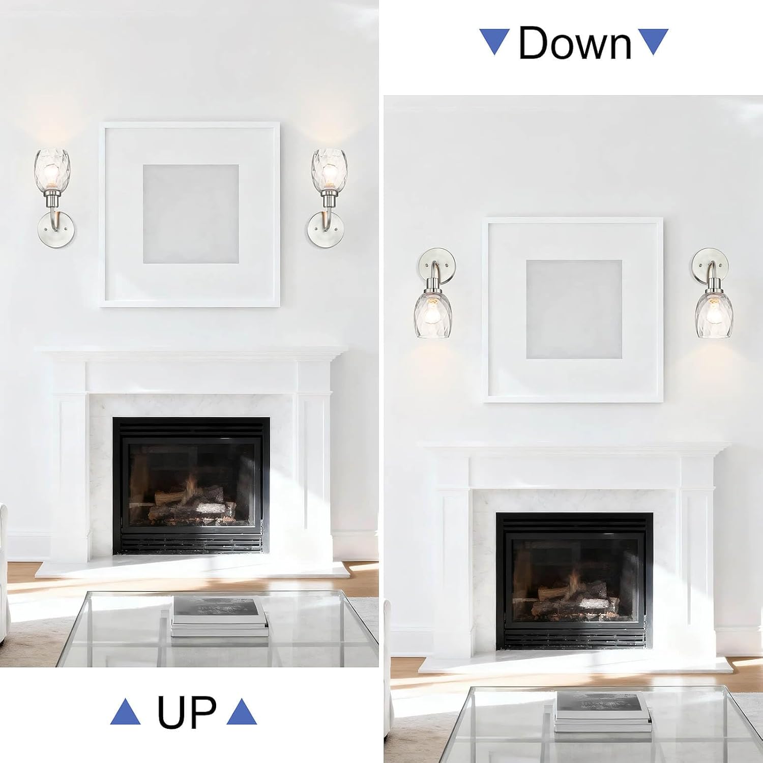 XiNBEi Lighting Wall Sconce Brushed Nickel, 1-Light Bathroom Vanity Light with Clear Glass, Wall Sconce Light Fixture for Bathroom Mirror, Hallway, Bedroom XB-W1210-1-BN