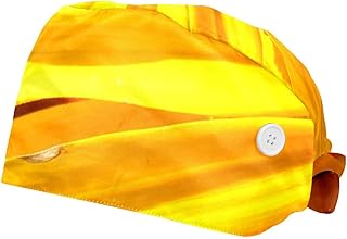 Juego de 2 gorros bouffant para enfermera, color amarillo girasol, Color 1498, talla única
