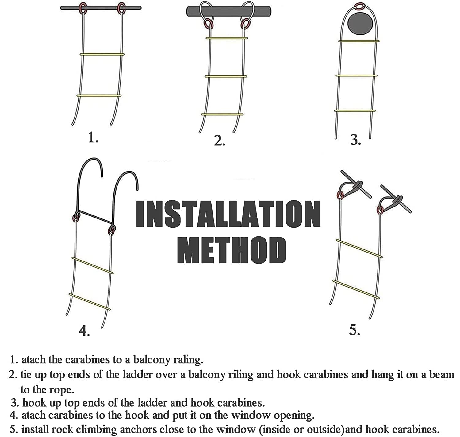 Escalera de Cuerda 4 Pisos for el hogar - Capacidad Peso(6m)