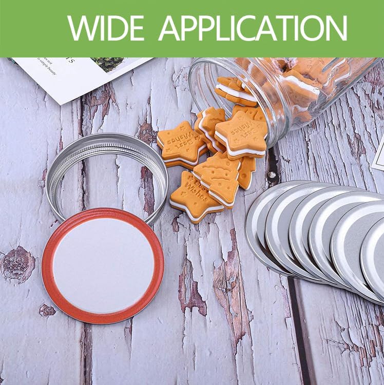 Miniatura 7 de BSL 48 tapas de conservas con anillos de boca ancha, tapas de tarros de masón premium con bandasanillos para bola de boca ancha, tarros Kerr