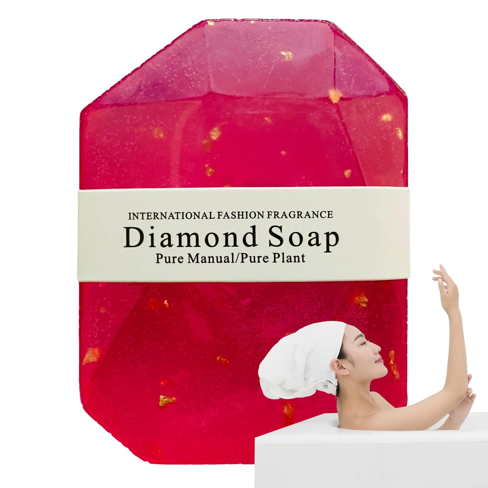 Gem Soap,Natural Moisturizing Gentle Bar Soap with Golden Foil - Cleansing Moisturizer, Scented Soap, Help Moisturizing Soften Dry Skin, Soap for Face Body for Women and Men Gomice