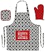 Mother's Day Gift for Nana Everything is Better in Nana's Kitchen Funny Aprons 3-piece Cooking Apron Set with Oven Mitt and Pot Holder Funny Apron Black Greek Square