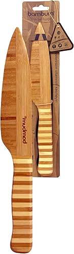 USRA Cocina de bambú natural 10 pulgadas cuchillo de chef no cortar los minerales rústico estético sostenible bambú ecológico