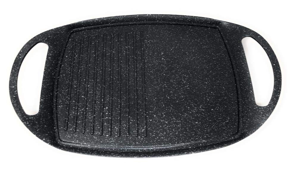Royalty Line RL-ATG47M - Plancha Asador Liso, Aluminio Fundido, Revestimiento Antiadherente, Inducción, 47 cm
