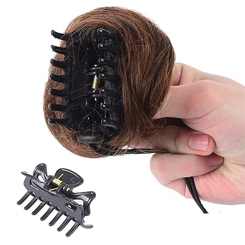 Miniatura 8 de olacare Mini moño con clip de garra, orejas de gato desordenadas, extensiones de cabello rizado y ondulado, extensiones de cola de caballo para