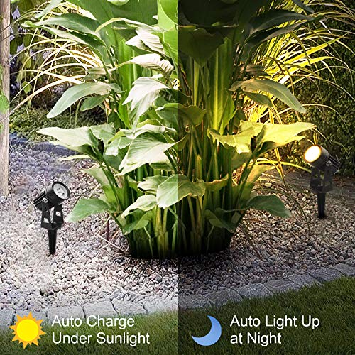 Otdair Solar Spotlights Outdoor, Led Solar Powered Landscape Lights 4 in 1 Bright Warm White Lights IP65 Waterproof Adjustable Head Light for Path Garden Yard Patio Lawn - Thumbnail 3