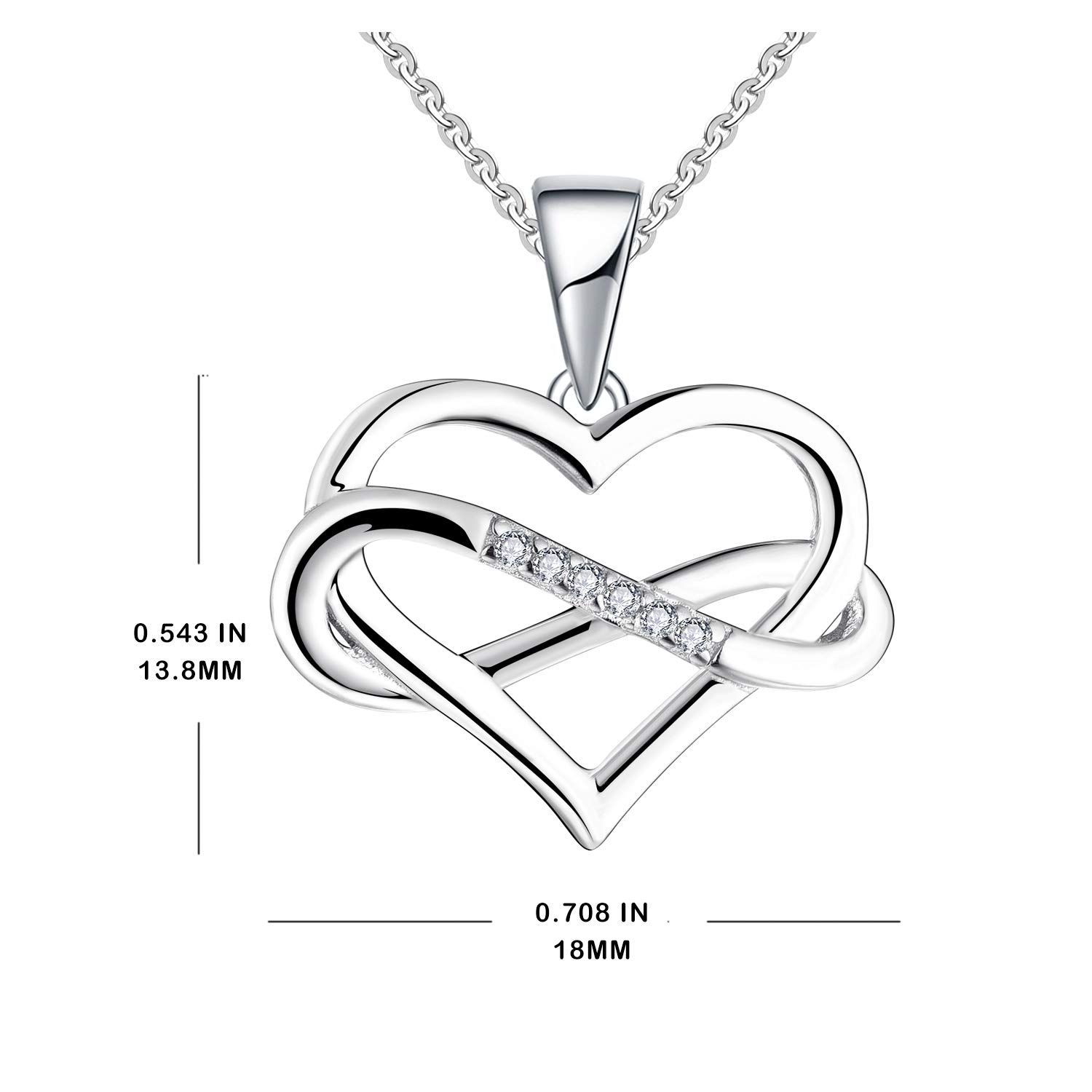 JO WISDOM Damen Kette Unendliches Herz Silber 925,Halskette Anhänger mit 3A Zirkonia,Schmuck für Frauen