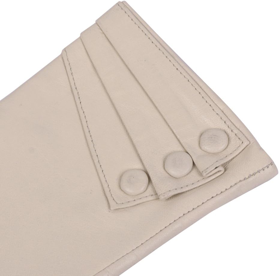 Nappaglo Nappa Leather Gloves Warm Lining Winter Button Decoration Lambskin for Women - Image 2