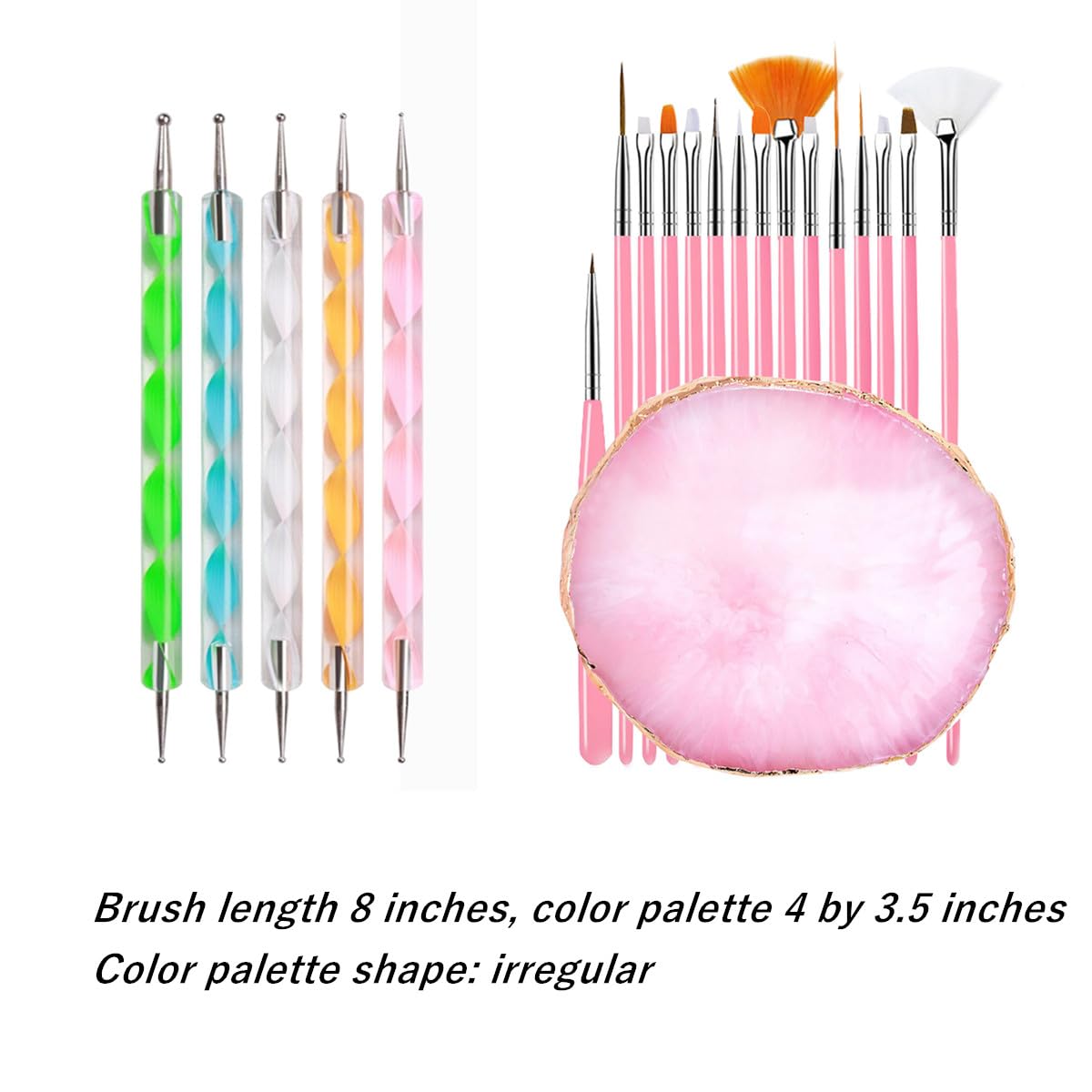 21 Pcs Nail Art Brushes, Nail Art Design Tools,Double Ended Nail Art Brushes for Makeup Beauty Nail Art Hand-Painted Toning Salon DIY Manicure (Pink)