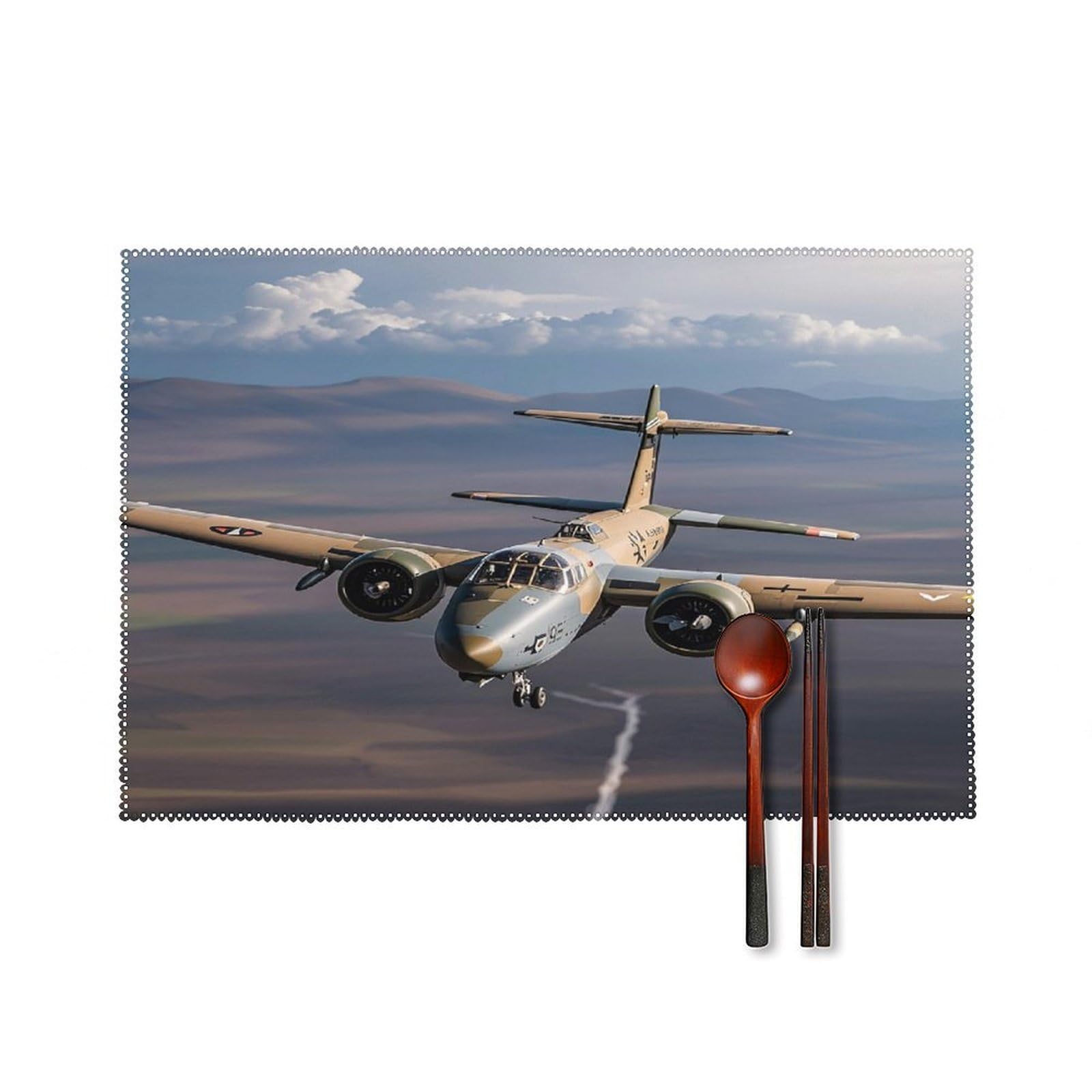 US Army Plane Placemats Set of 4 Heat Resistant Non-Slip Place Mats Wipeable Easy to Clean Table Mats for Kitchen Dining Party Outdoor Placemats