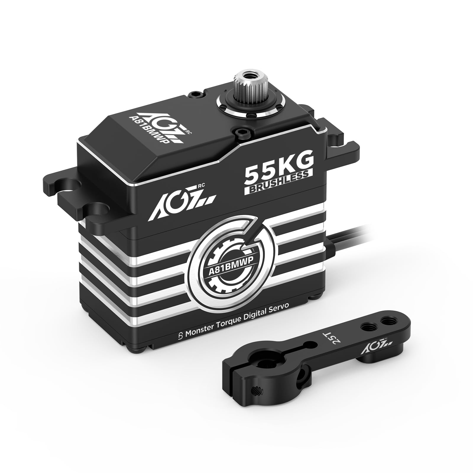 AGFRC 55KG Waterproof RC-Servo-Motor High-Torque - 0.087Sec High Speed Brushless HV Full Metal Gear Digital Standard Steering Servo for 1/8 1/10 RC Car (A81BMWP)