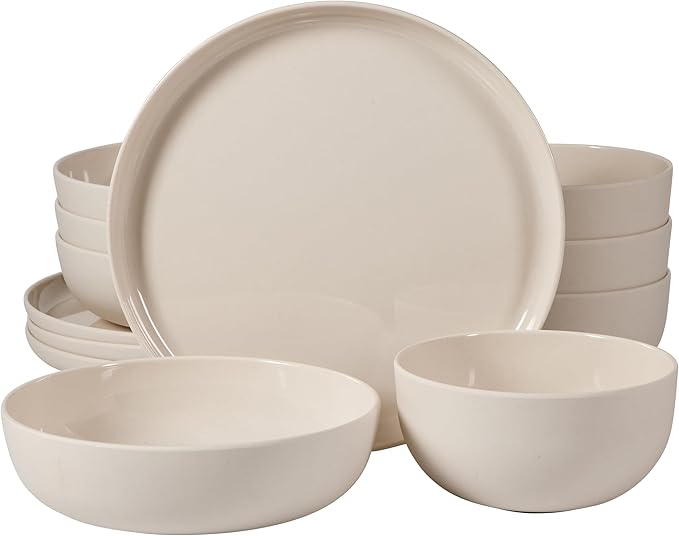 Gibson Home Candy Skies 12 Piece Unbreakable Wheat Straw Melamine