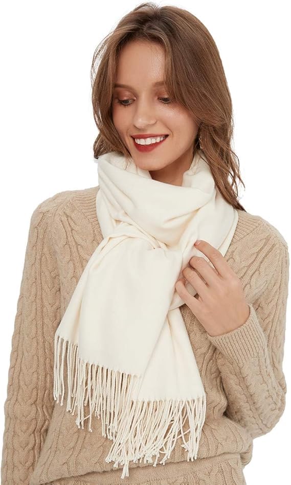 MaaMgic Sciarpa con Frange in Tinta Unita da Donna Morbida e Soffice di Misto Cotone per Autunno Invernale 200 * 70cm