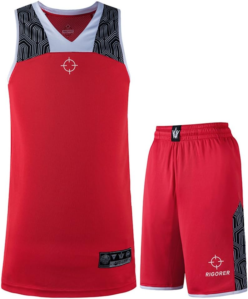 RIGORER Men’s Basketball Uniform Sports Jersey and Shorts Training Tank Top Set Athletic Sportswear