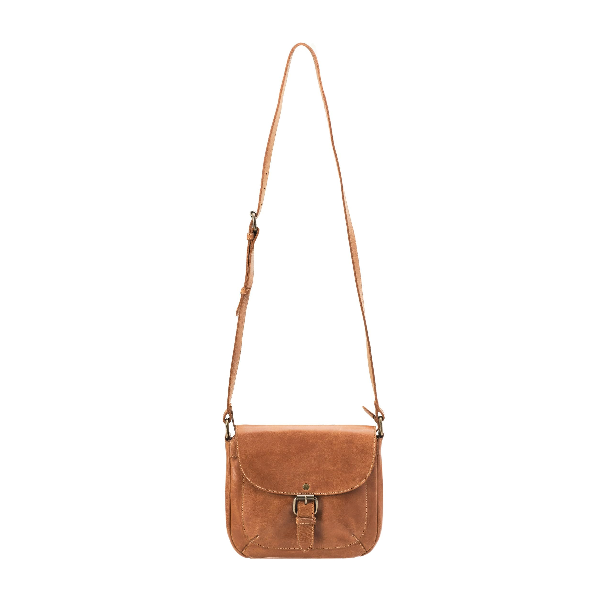 DRAKENSBERG Damen Umhängetasche 'Solana' Schultertasche, viele Fächer, Büffel-Leder, 3L | Cognac-Braun, DR00472