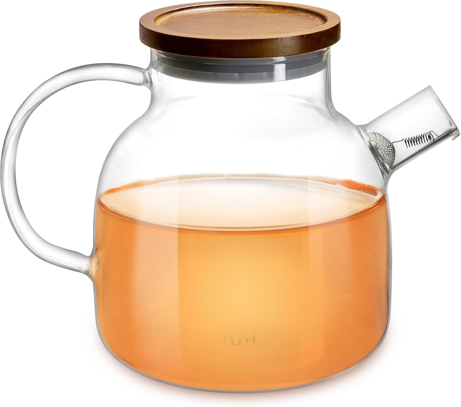 Impolio 1400ml Glas-Teekanne mit Siebeinsatz, Teekanne mit Holzdeckel, Hitzebeständiges Borosilikat Glas, Teekanne mit Sieb, Teekannendesign, Teeservice, Teapot