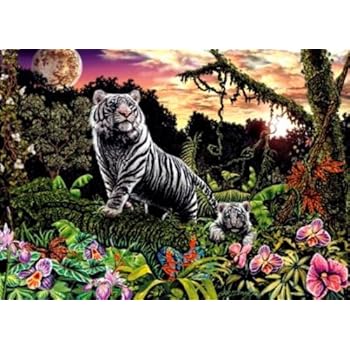 Albino White Tiger Jigsaw Puzzle, Mosaic Puzzle, Family Time Activity - View #2