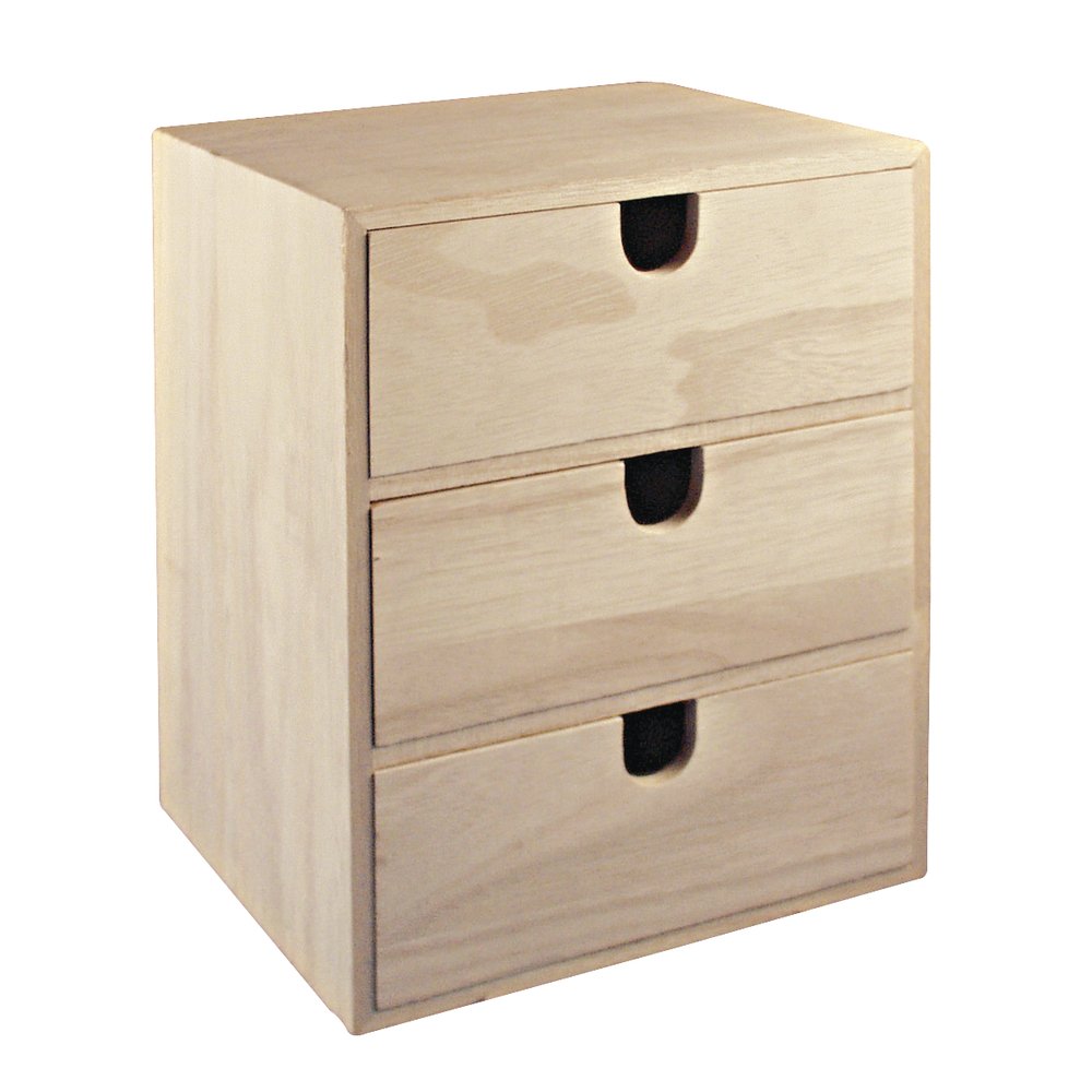 Rayher 62382000 drewniana komedka/szuflada, 3 szuflady, 21,5 x 14,5 x 16 cm, FSC Mix Credit, brązowa