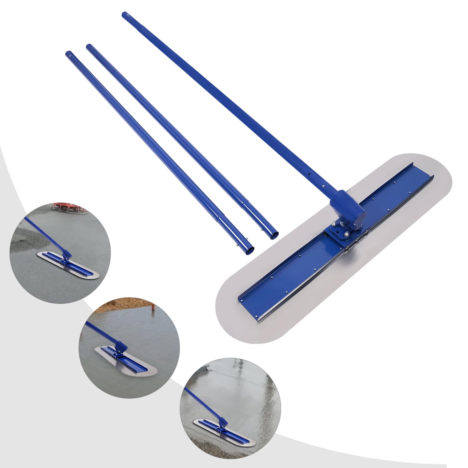 Paleta de alisado de acero inoxidable de 120 x 30 cm para alisar suelos de hormigón y cemento en obras de construcción, carreteras, etc. Utiliza mango extendido sin esfuerzo y cómodo