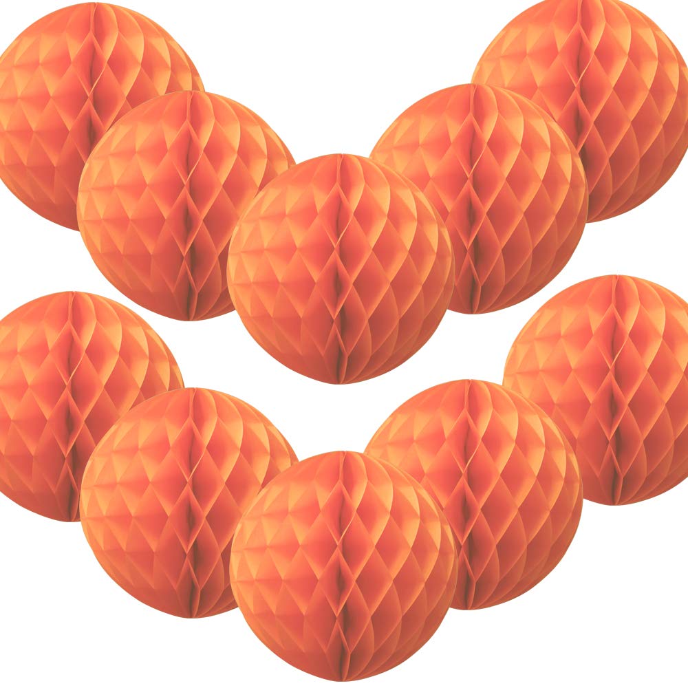 Time to Sparkle 10 Pack Tissue Paper Honeycomb Balls Table Centrepiece Lantern Garland Wedding Decoration Ball-Tropical Orange, 12"(30cm) — image 1