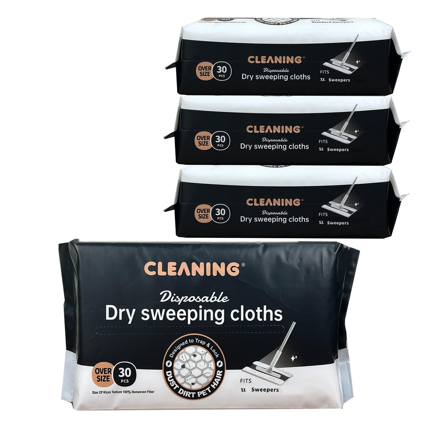 JEBBLAS Disposable Mop Cloths, Dry Sweeping Cloths, Dry Floor Mop Pads for Flat Swivel Mop, Clean and Away Dry Dusting Mop Cloths, 9.84x16.9 inch, Pack of 150 Pcs