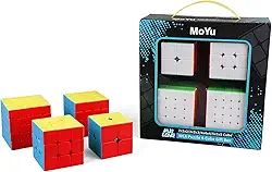 Box Cubo Mágico Moyu 2x2x2 + 3x3x3 + 4x4x4 + 5x5x5 Stickerless