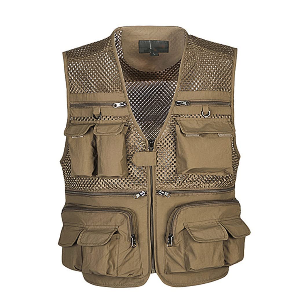 Chaleco de fotógrafo de verano, herramienta muchos bolsillos de malla de trabajo, chaqueta sin mangas, chaleco de abrigo de equipo para hombre