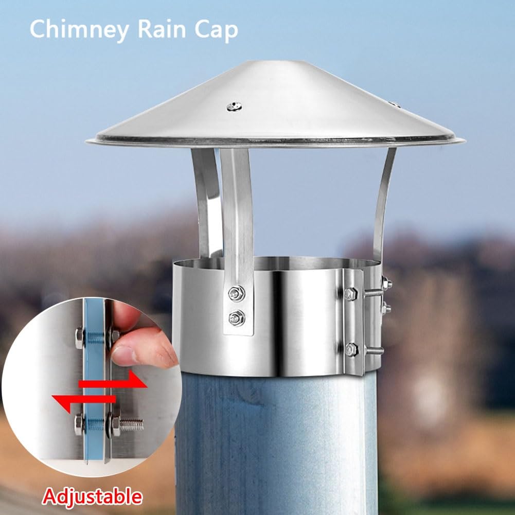 Tapa de Chimenea de Acero Inoxidable 304, para Tubos de Estufa Exteriores, Cubierta para Chimenea, Antilluvia, Antiviento, Ventilación, para Conducto de Humos(7.9in(200mm))