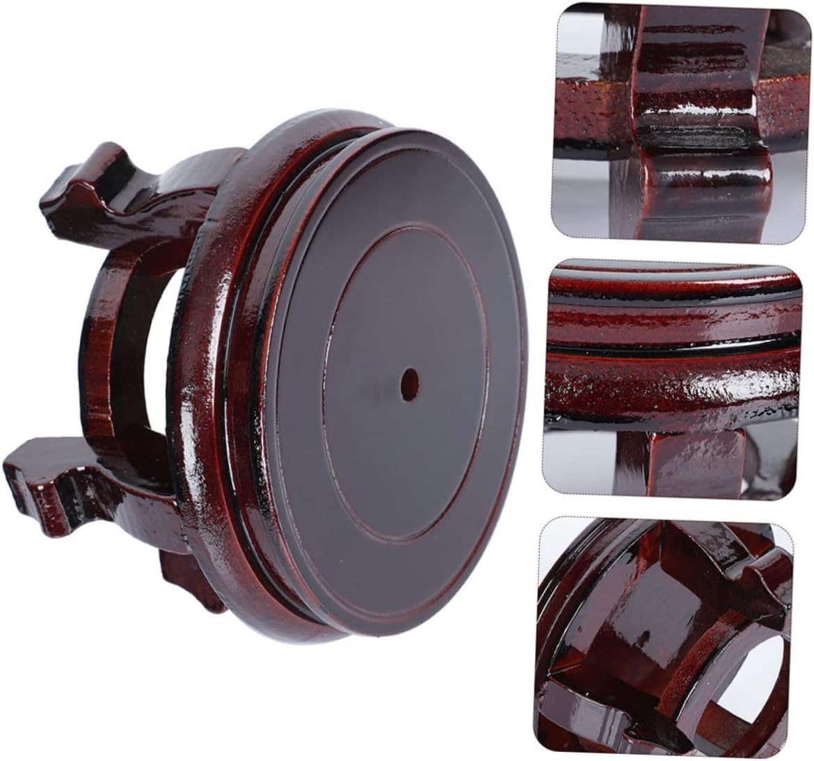 Wood Display Base for Flower Pots and Vases Round Decorative Stand for Home Decor Elegant Wooden Teapot Holder Desktop Ornament Rack Versatile Indoor Use Stable Support