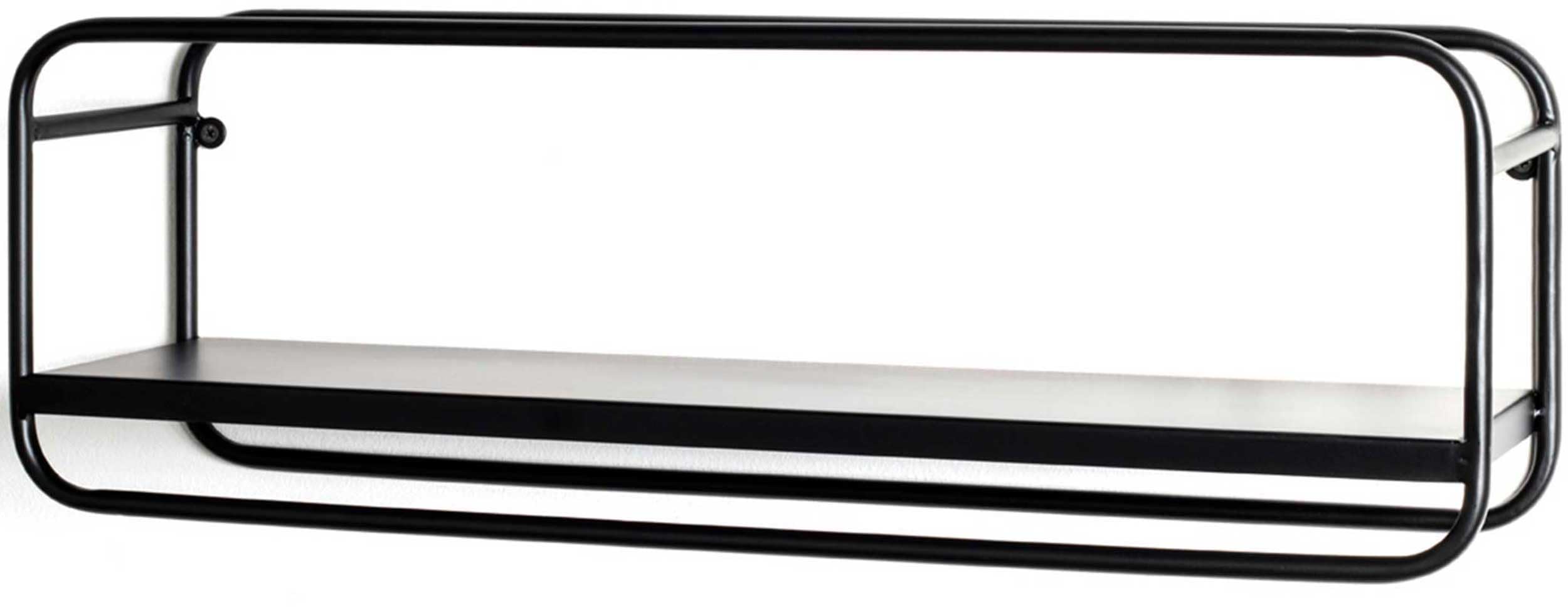 HAKU étagère Murale Noir, métal - Dim.: L 60 cm x H 20 cm x P 15 cm, Style: Modern