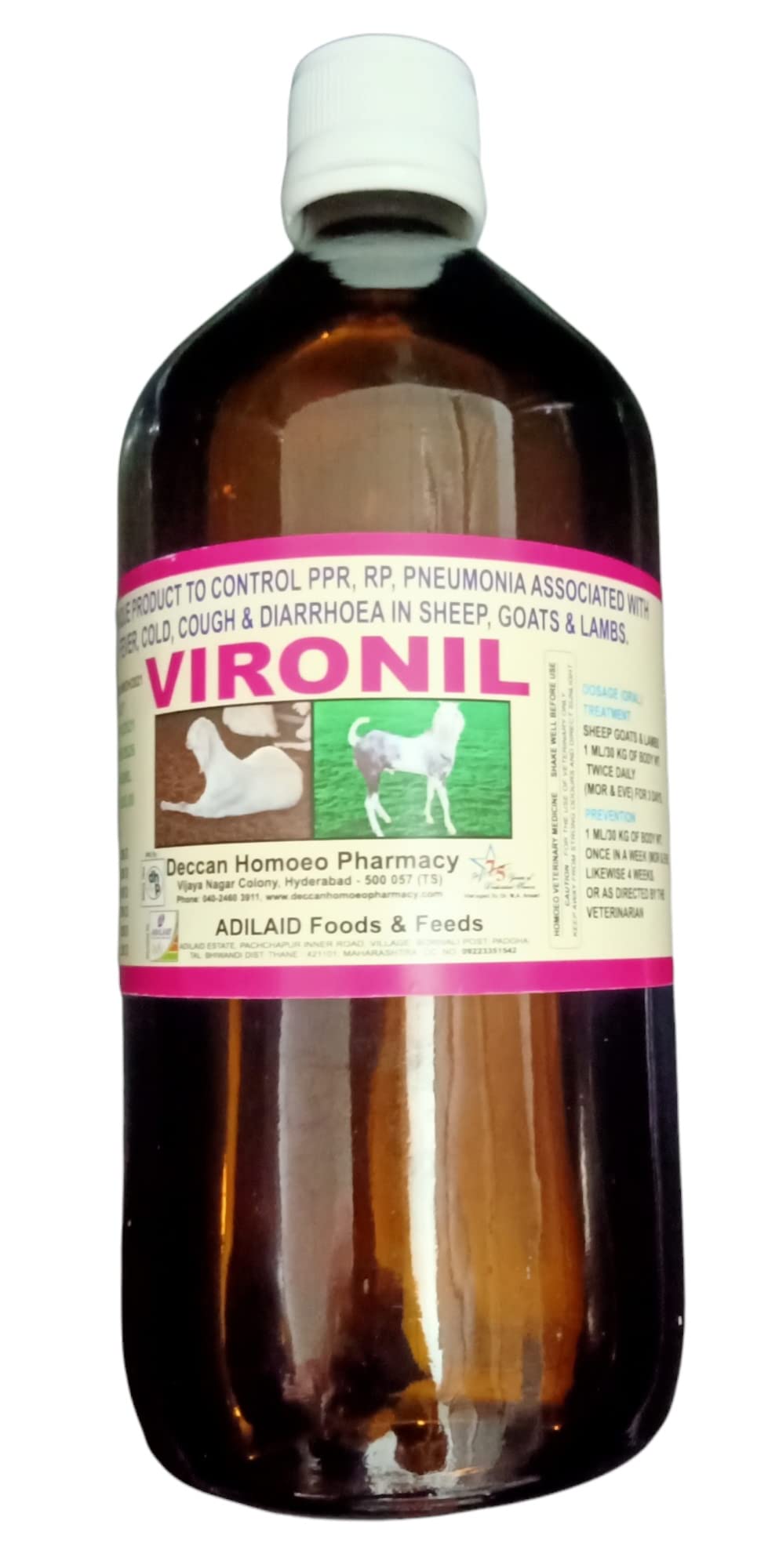ADILAID Vironil For Fever Cold,Cough & Diarrhoea in Goat & Sheep (60ml) (B09R1W77XN) Amazon Price History, Amazon Price Tracker