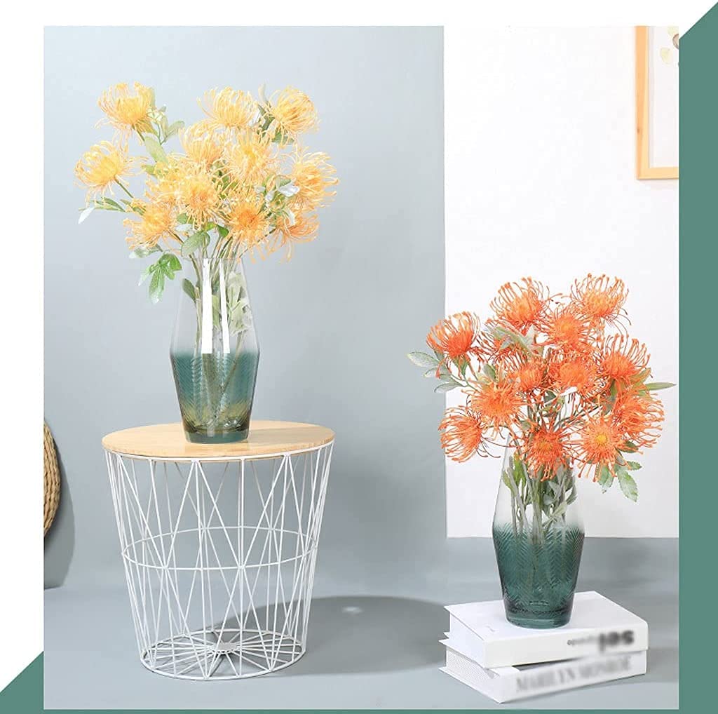 Cuscino di fiori artificiali, fiori artificiali con vaso di vetro per la camera da letto della famiglia, soggiorno, tavolo da pranzo, centrotavola di fiori di plastica, centrotavola per la casa