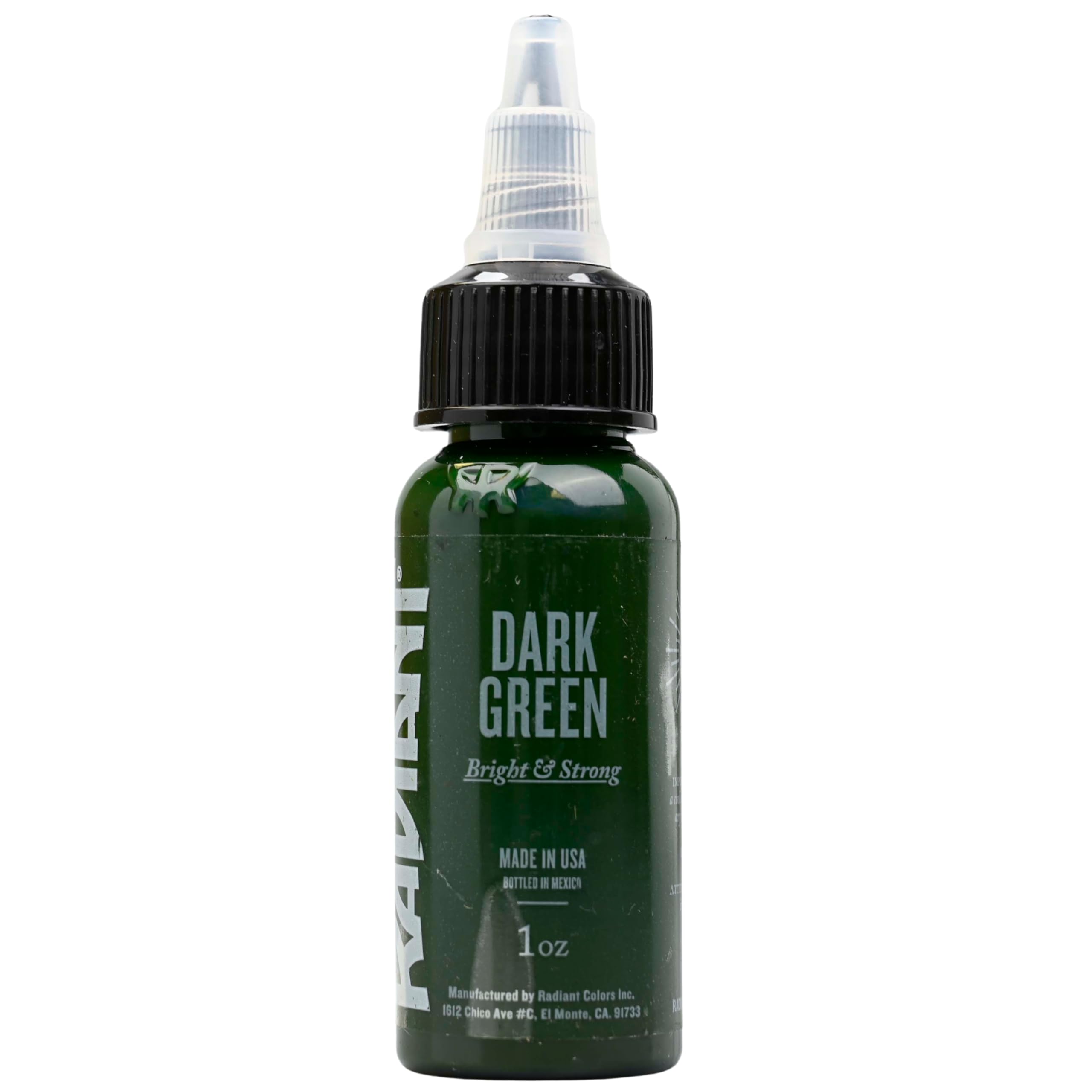 Radiant Colors - Tattoo Ink Deep Green Color Tattooing and Shading Real Human Skin 1oz Bottle