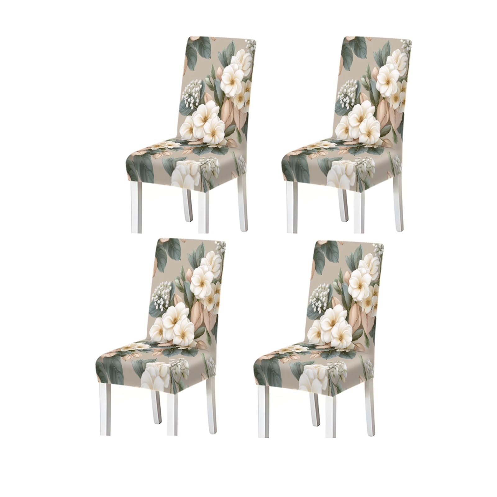 KXUAUV Watercolor White Magnolia Floral Print Stretch Dining Chair Covers, For Home Kitchen Dining Room Party, 2/4/6 PCS Seat Protectors for Restaurant Hotel Party(4PCSChair cover)