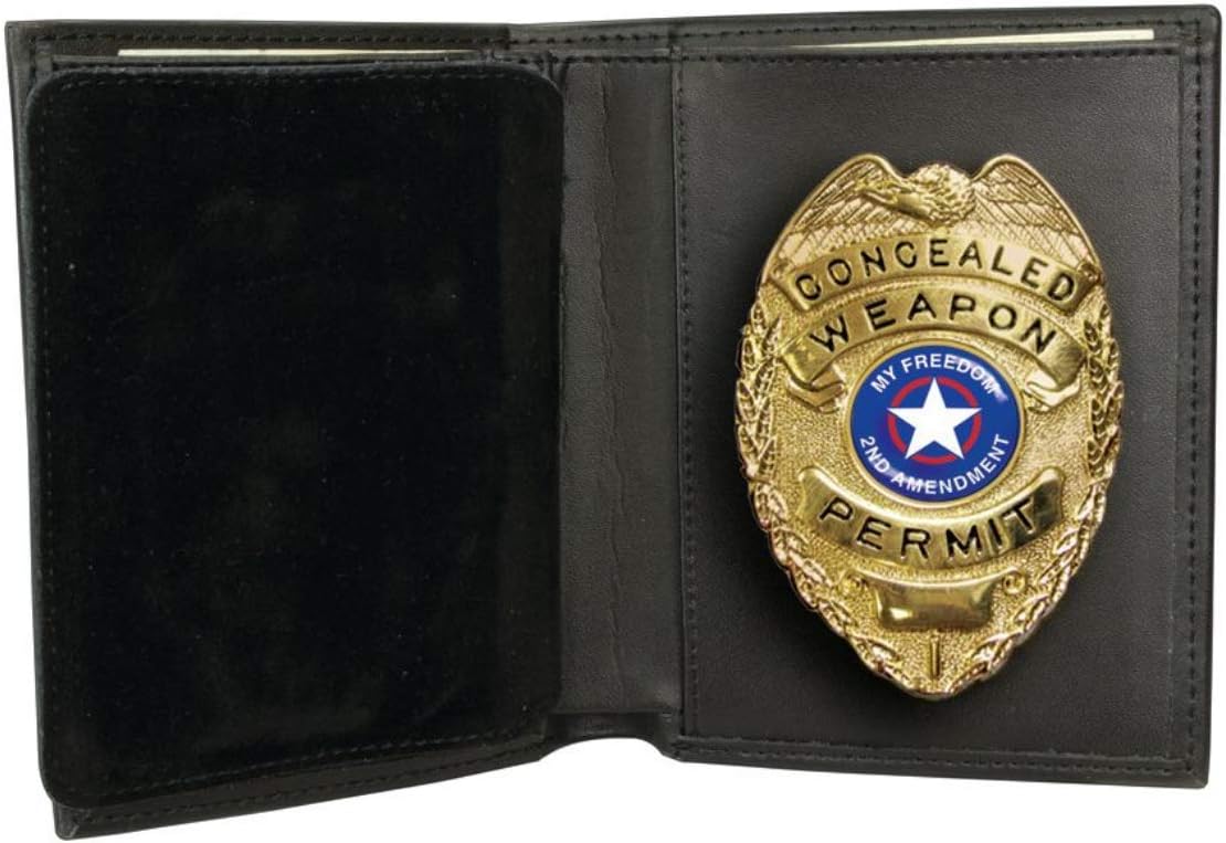 Zap Black Genuine Leather Concealed Carry Badge & Wallet