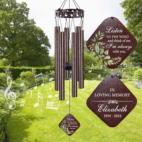 Image of ASTARIN Personalized Memorial Wind Chimes, Customized Wind Chime for Loss of Loved One /Mother /Father, Wind Chimes for Outside Garden Decoration, Sympathy Gifts for Women /Man