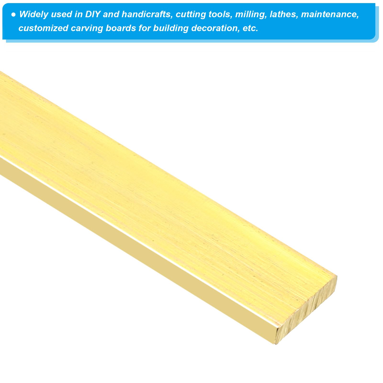 PATIKIL 1/8 x 1/2 x 12" H59 Barre Plate en Laiton, 2 Pcs Barre de Laminoir Plate Solide pour l'Artisanat, l'Entretien, la Décoration Architecturale Électrique, en Laiton