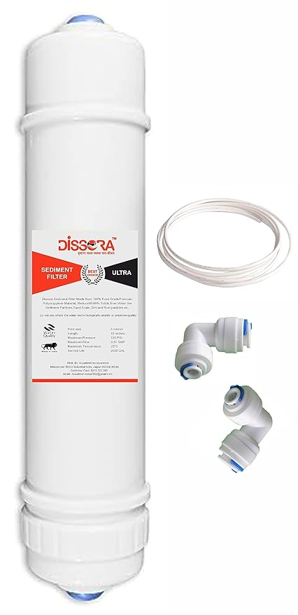 Dissora Ultra 10 Inch Inline Sediment Filter Cartridge, Compatible with All Brands RO UV UF Water Purifier