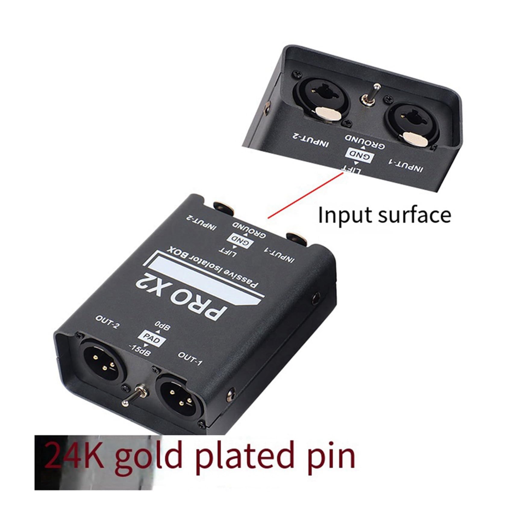 ISTOVO 2X Isolateur Audio 2 Voies, Éliminateur de Courant Audio, XLR 6.5, Isolateur Permalloy, Mixeur de Diffusion en Direct