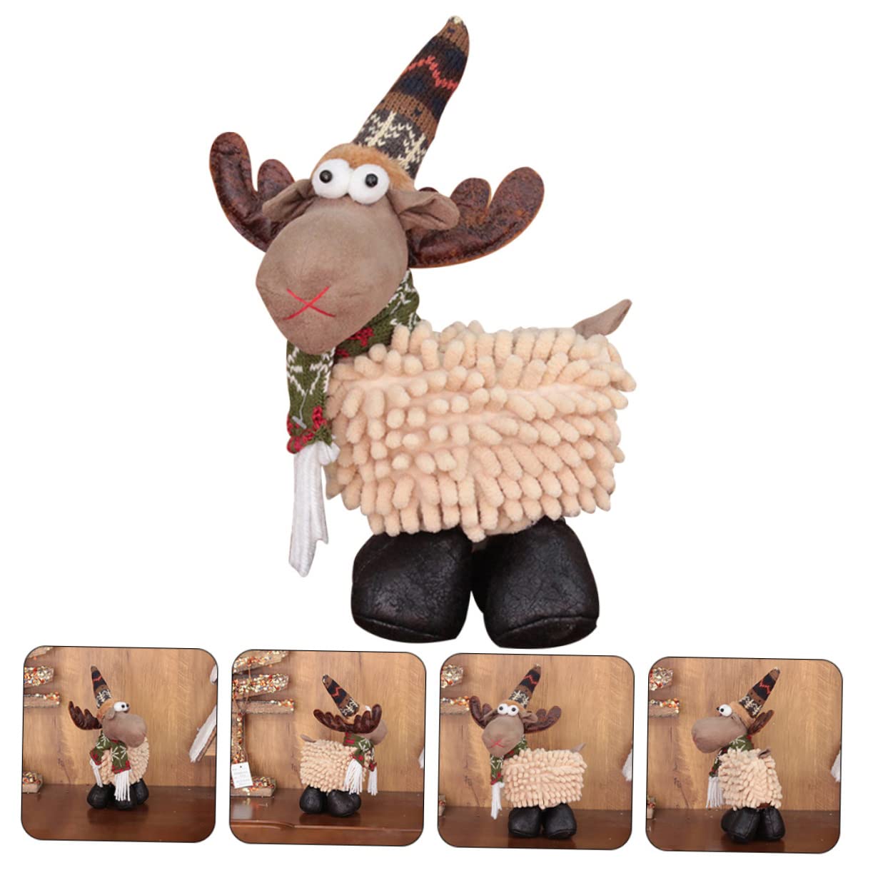PRETYZOOM 3 Piezas Adornos de Navidad Juguetes de Peluche de Navidad Estatua de venado Feng Shui Decoraciones navideñas muñecos navideños decoración navideña de Renos muñecas de Alces Tela