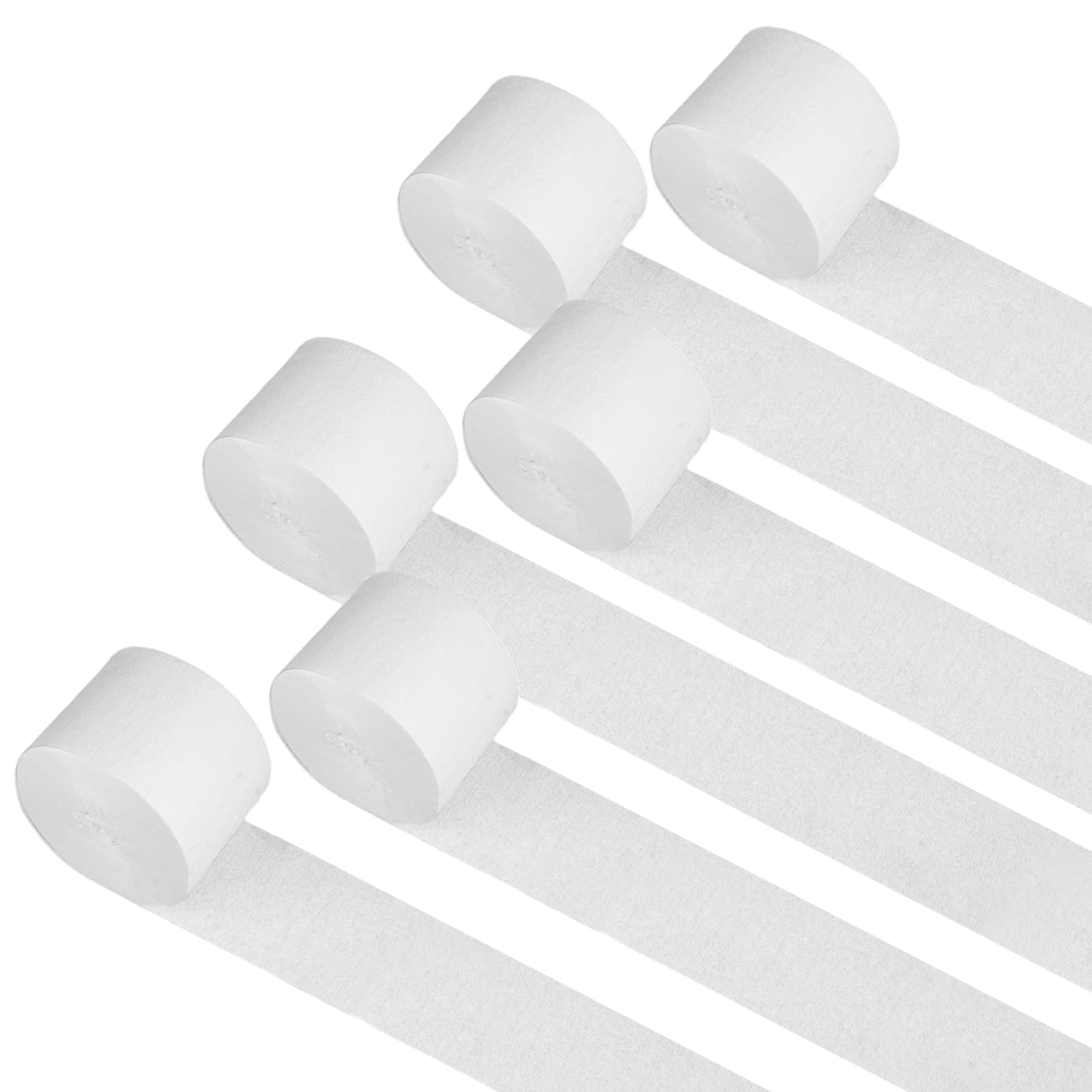 6 Rotoli 4,5cm x 25m Carta Crespa Bianca, Rotoli di Carta Crespa Multiuso | Cartas Crespas Colorata di Alta Qualità, Stelle Filanti In Cartas Crespas, per Feste di Compleanno, Matrimoni, Feste