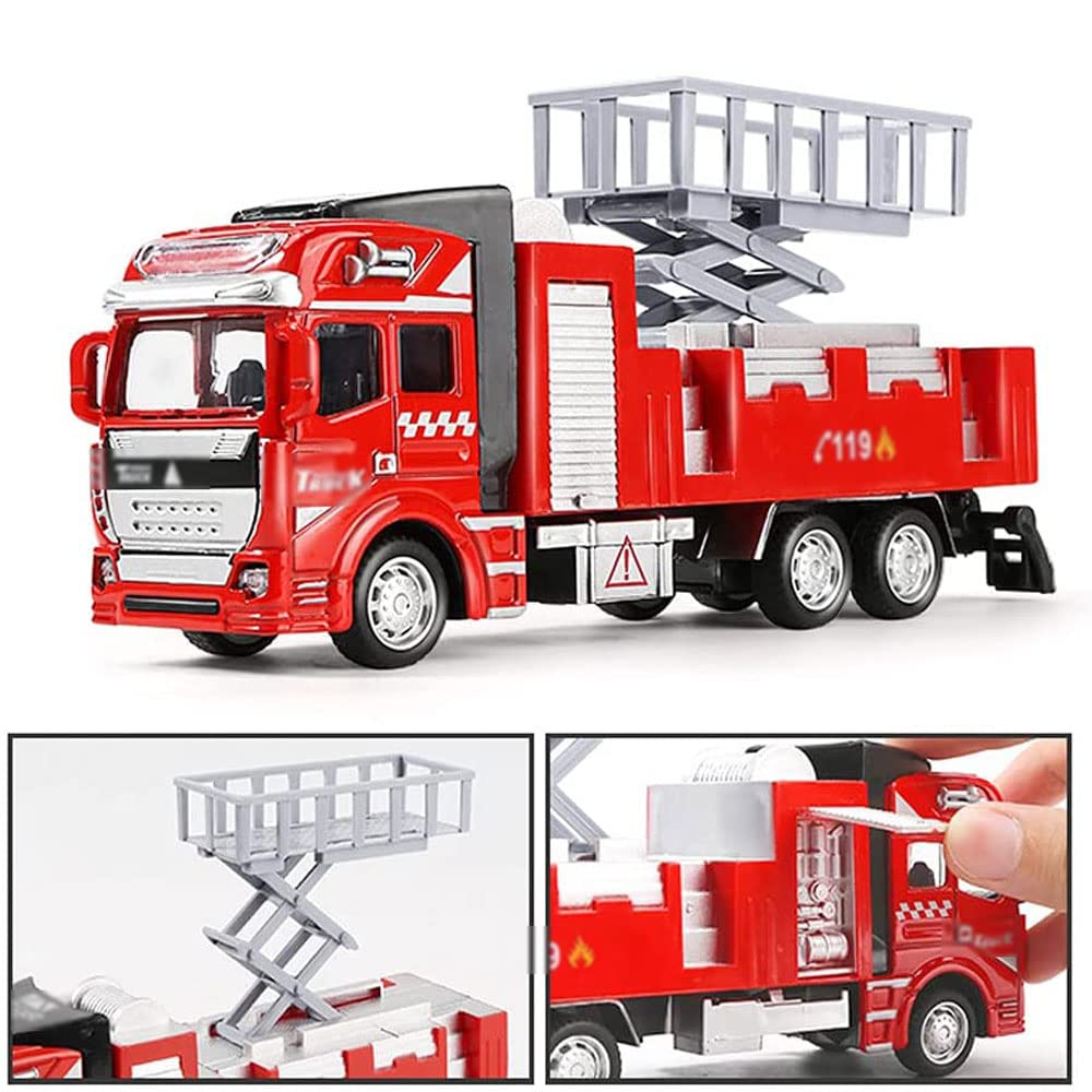 Amazon.co.jp: 1:48スケールおもちゃ消防車プルバック合金リフト