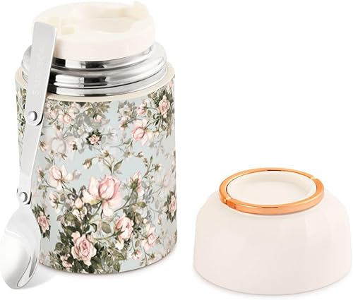 MCHIVER Tarro de comida con cuchara de acero inoxidable aislado al vacío de 17 onzas, termo para almuerzo